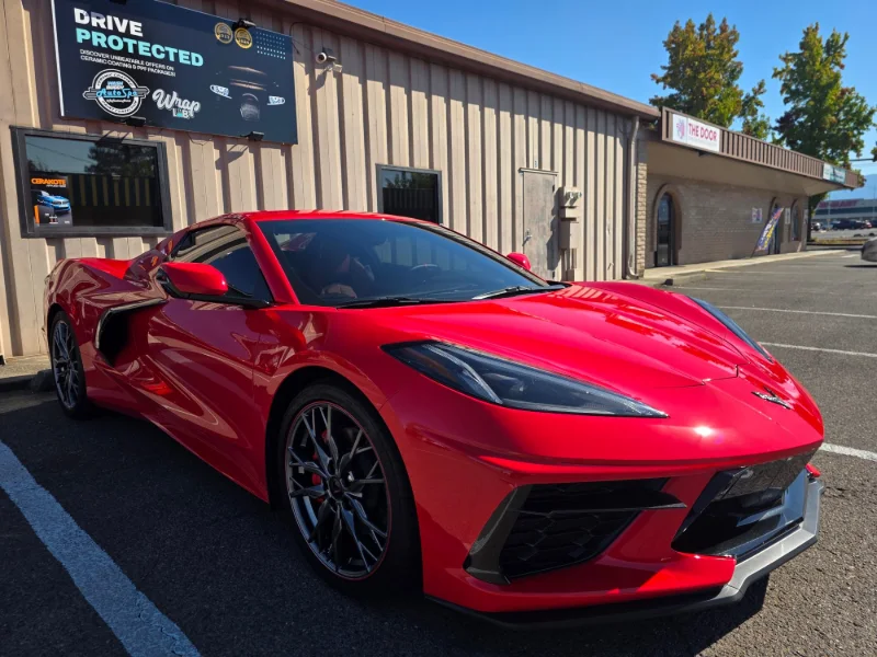 2023 Chevrolet Corvette ready after full front PPF, ceramic coating and tint in Medford, Oregon.