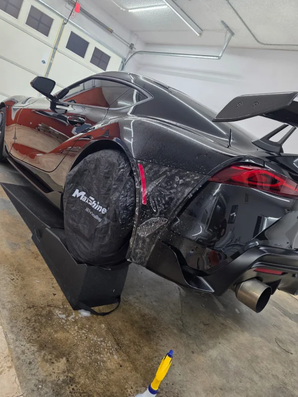 2026 Toyota Supra 3.0 during targeted paint protection film installation in Medford, Oregon.