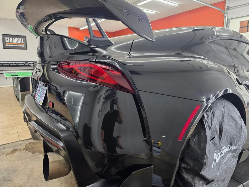 2026 Toyota Supra 3.0 at the targeted PPF installation stage in Medford, Oregon.