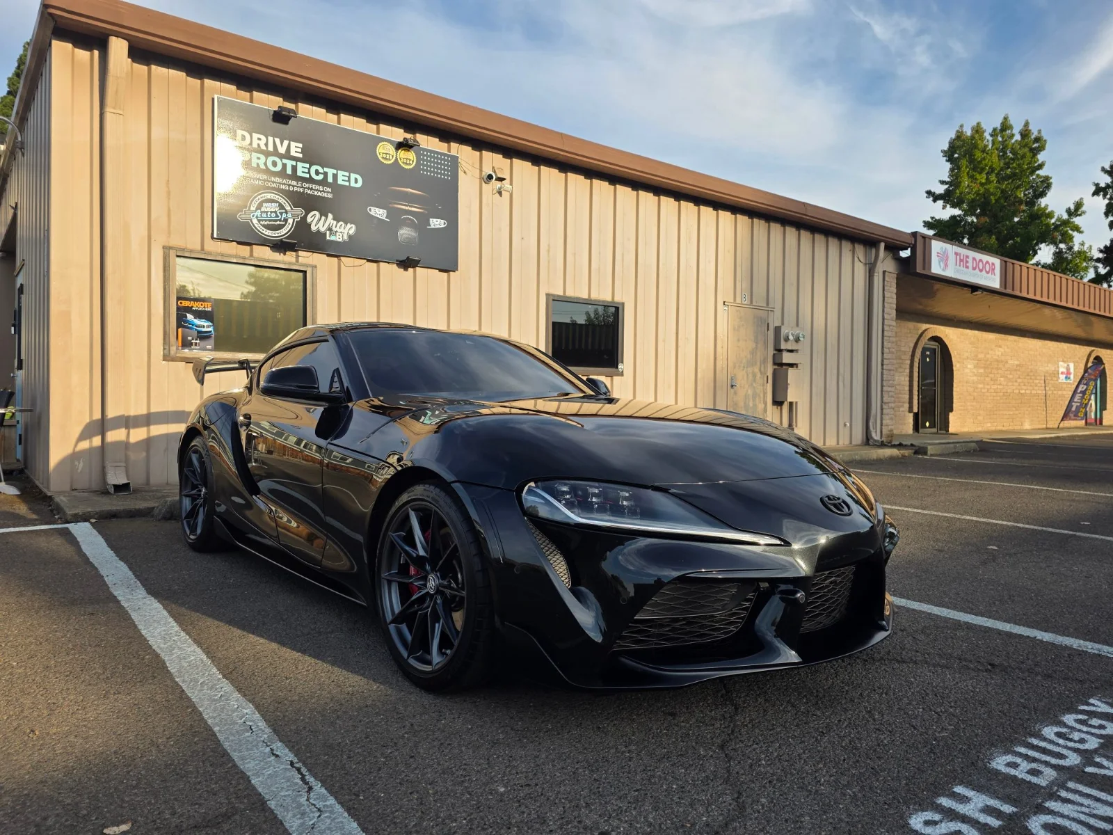 Completed Metallic Black 2026 Toyota Supra 3.0 with targeted PPF and Ultimate Ceramic in Medford, Oregon.