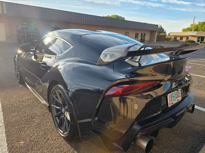 2026 Toyota Supra 3.0 ready after targeted film protection, ceramic coating, and exterior detail work in Medford, Oregon.